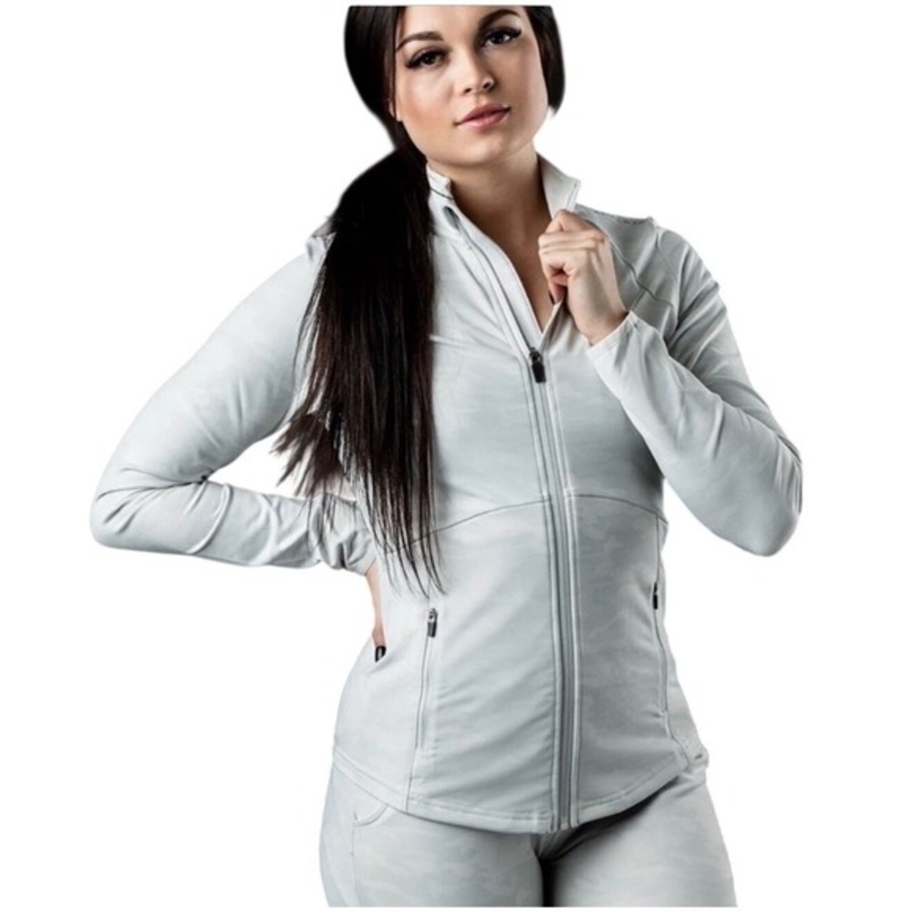 Alphalete‎ Women's M Full Zip Pro Elite Performance Jacket White Silver Camo NWT